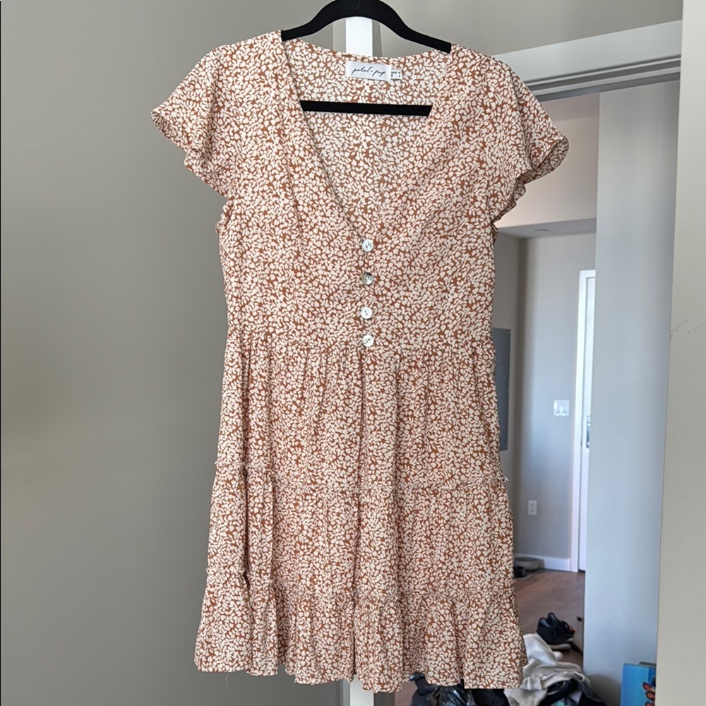 Petal & Pup Orange/Pink Ruffled Tiered Sundress